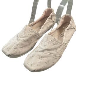 TOMS Shoes Women's Size 8 Pink Little Piggies Classic Alpargata Flat Loafers Pig